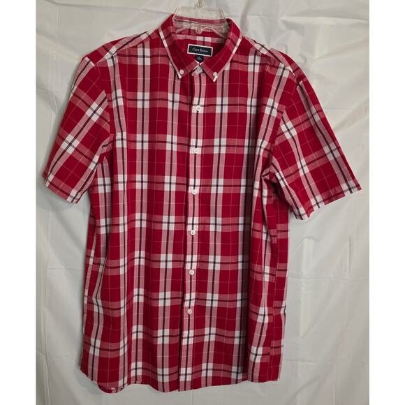 Pair of Club Room Button Down Shirts Men's Size L Red White Blue Plaid - Picture 3 of 10